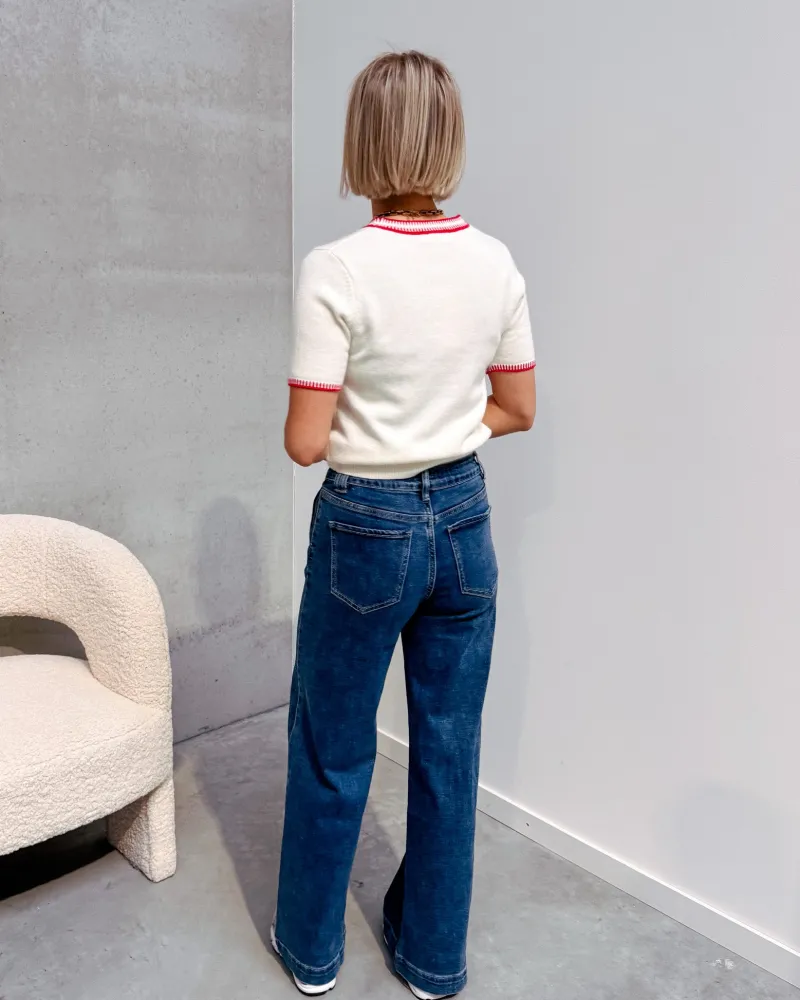 ada_short_sleeve_knit__wh_3.webp By Lenz Sweaters | ADA SHORT SLEEVE KNIT - WHITE/RED