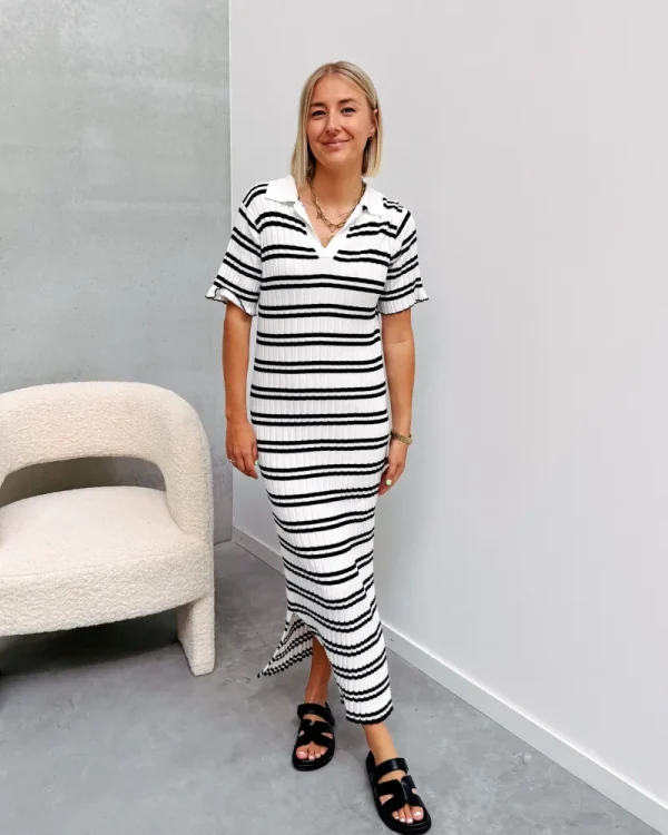 By Lenz Dresses | ALESSA KNIT DRESS - BLACK/WHITE