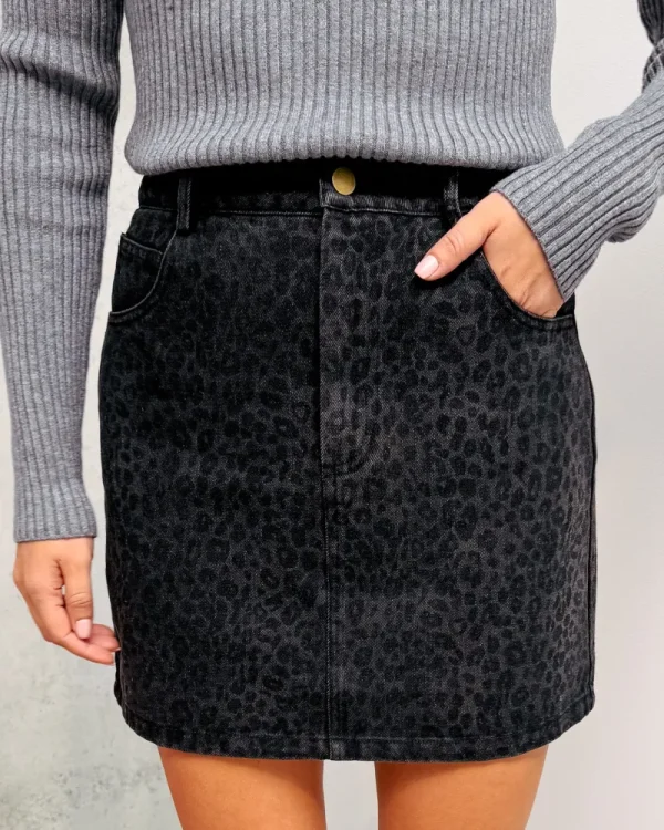 By Lenz Skirts/Shorts | BADIA LEOPARD SKIRT - BLACK