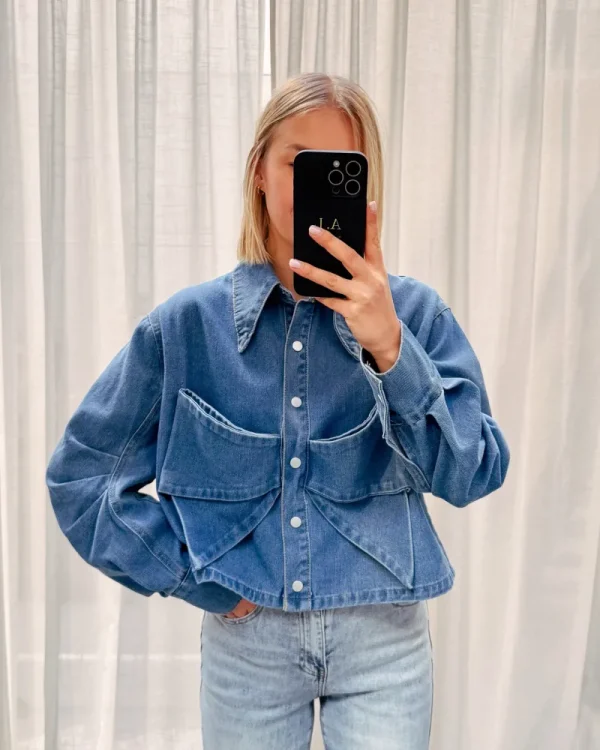 By Lenz Tops | BELLE BOW DENIM BLOUSE