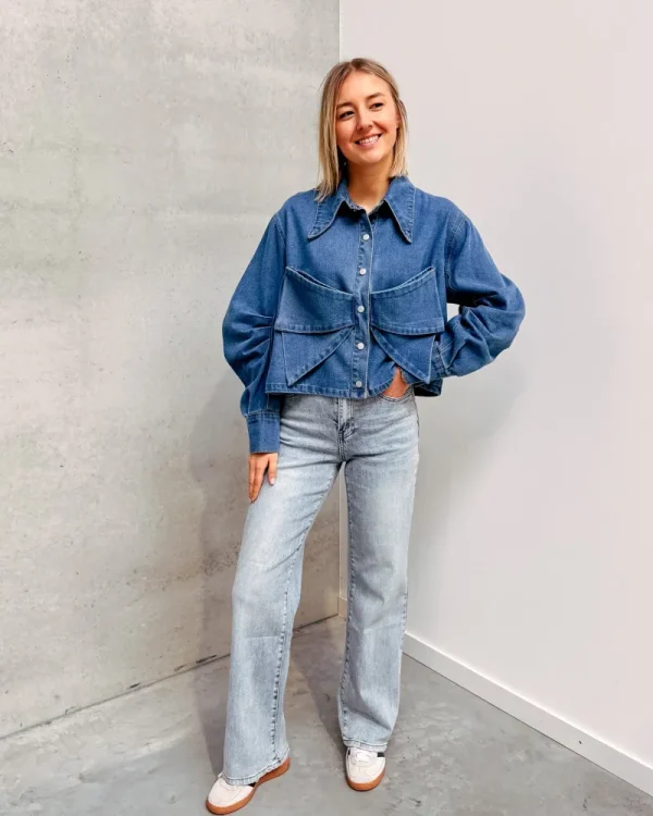 By Lenz Tops | BELLE BOW DENIM BLOUSE