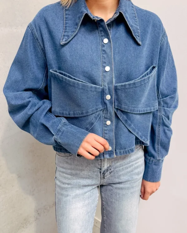 By Lenz Tops | BELLE BOW DENIM BLOUSE
