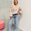 By Lenz Sweaters | BETTY STRIPED SWEATER - BEIGE/BROWN