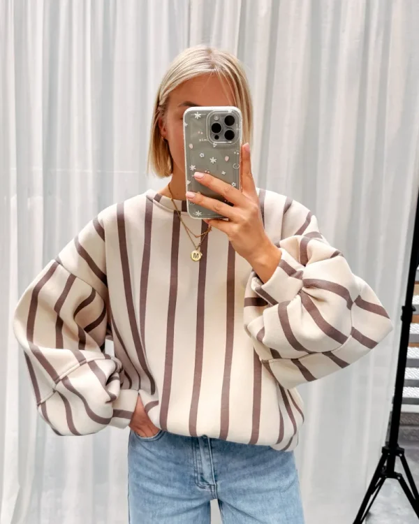 By Lenz Sweaters | BETTY STRIPED SWEATER - BEIGE/BROWN