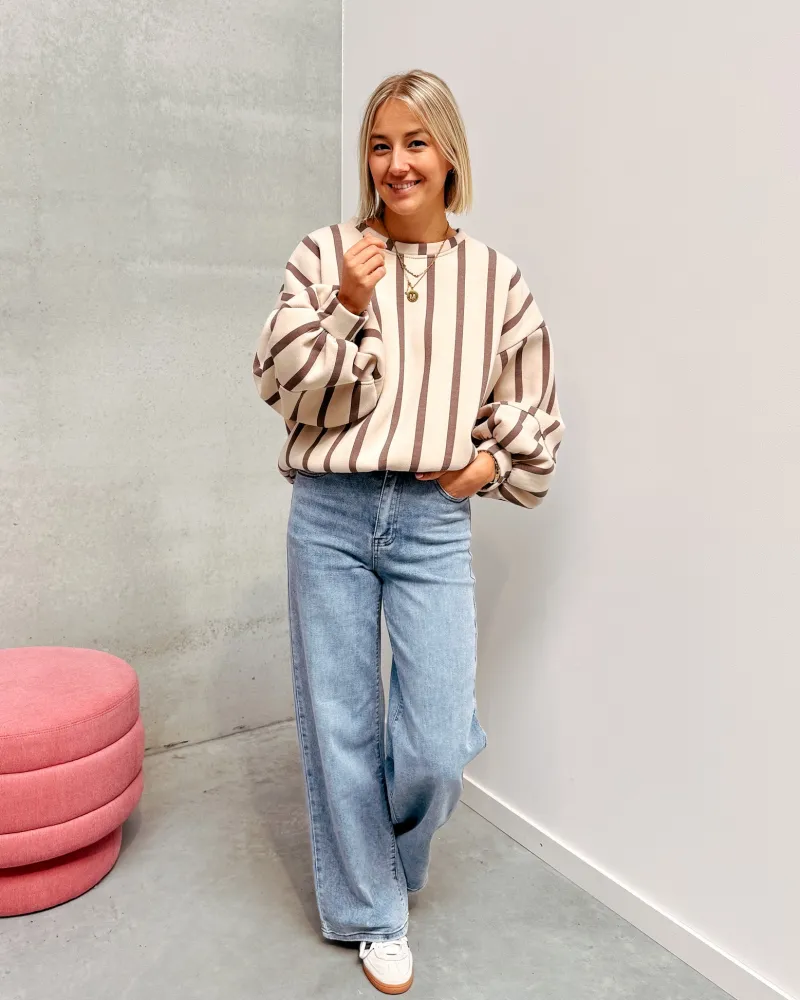 betty_striped_sweater__be_2.webp By Lenz Sweaters | BETTY STRIPED SWEATER - BEIGE/BROWN
