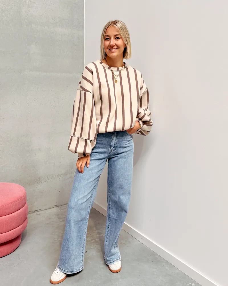 betty_striped_sweater__be_3.webp By Lenz Sweaters | BETTY STRIPED SWEATER - BEIGE/BROWN