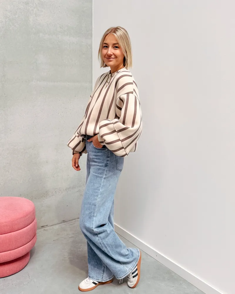 betty_striped_sweater__be_4.webp By Lenz Sweaters | BETTY STRIPED SWEATER - BEIGE/BROWN