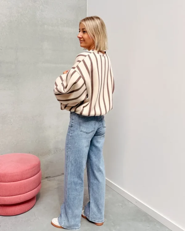 By Lenz Sweaters | BETTY STRIPED SWEATER - BEIGE/BROWN