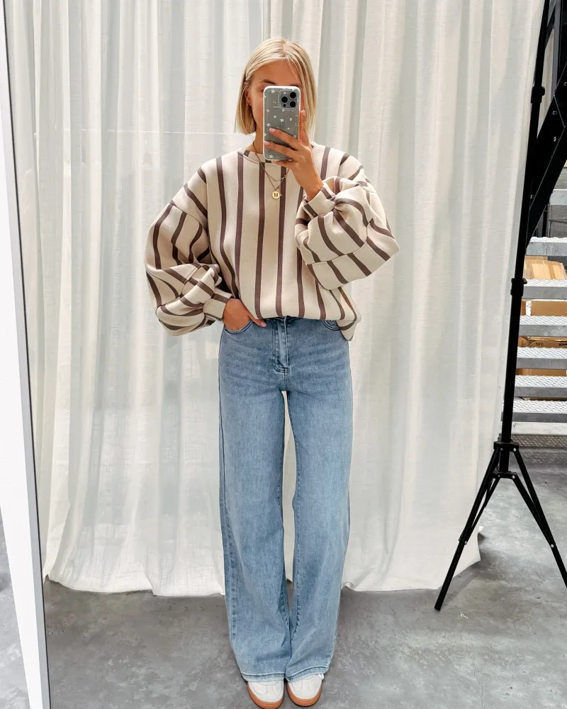 betty_striped_sweater__be_7.webp By Lenz Sweaters | BETTY STRIPED SWEATER - BEIGE/BROWN