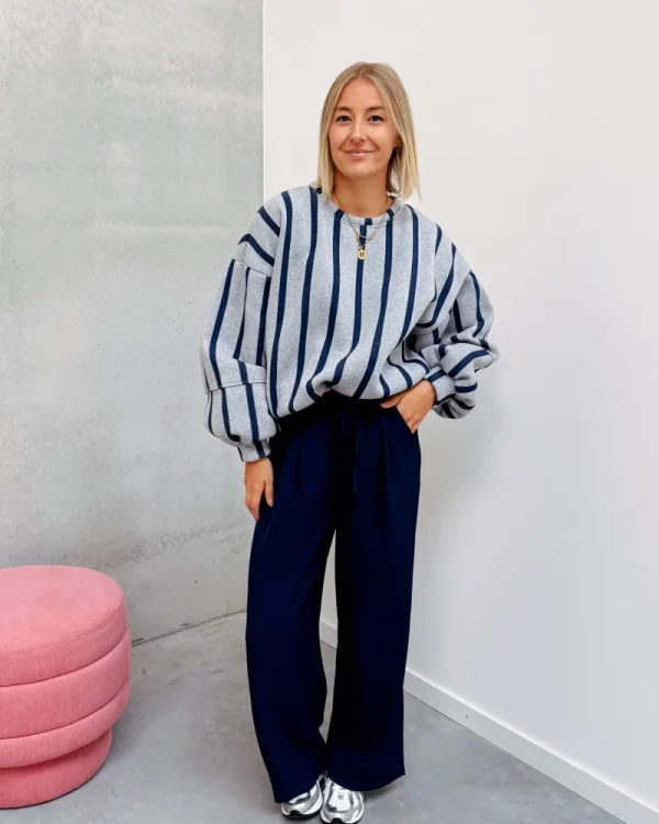By Lenz Sweaters | BETTY STRIPED SWEATER - GREY/BLUE