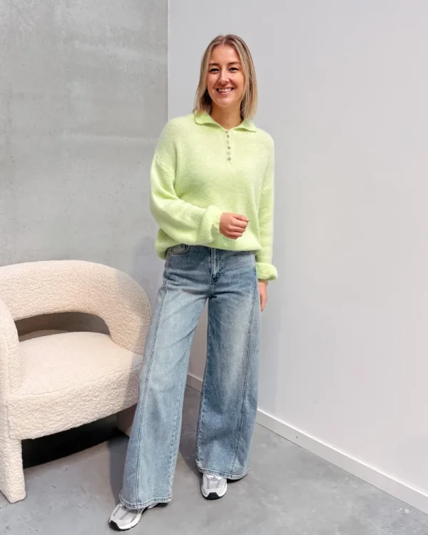 By Lenz Sweaters | BLAKE SMALL BUTTON KNIT - LIME