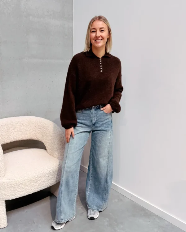 By Lenz Sweaters | BLAKE SMALL BUTTON KNIT - BROWN