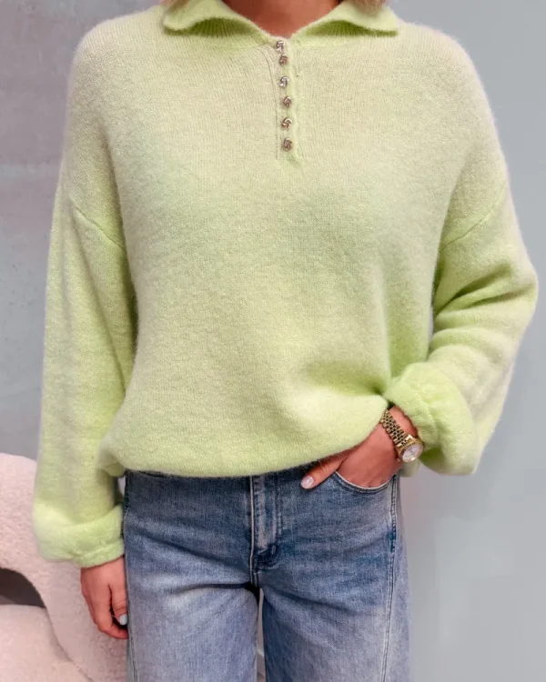 By Lenz Sweaters | BLAKE SMALL BUTTON KNIT - LIME