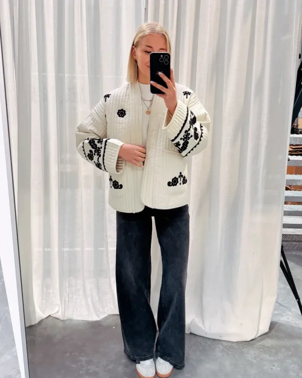By Lenz Jackets | BRIDGET BLACK FLOWERS JACKET