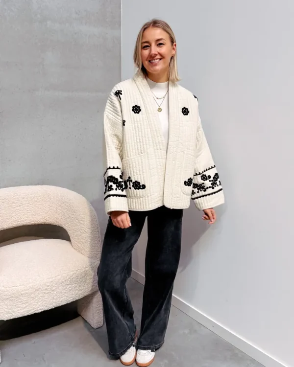By Lenz Jackets | BRIDGET BLACK FLOWERS JACKET