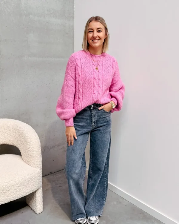 By Lenz Sweaters | BUBBLEGUM PINK CABLED KNIT