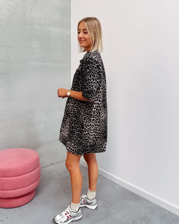 By Lenz Dresses | CARA DENIM DRESS - LEOPARD