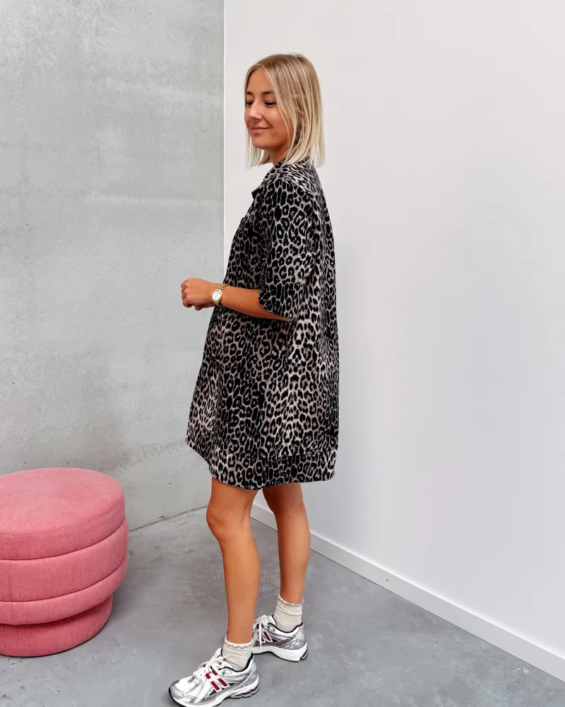 cara_denim_dress__leopard_3.webp By Lenz Dresses | CARA DENIM DRESS - LEOPARD