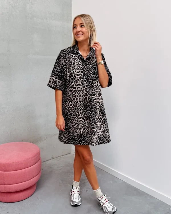 By Lenz Dresses | CARA DENIM DRESS - LEOPARD