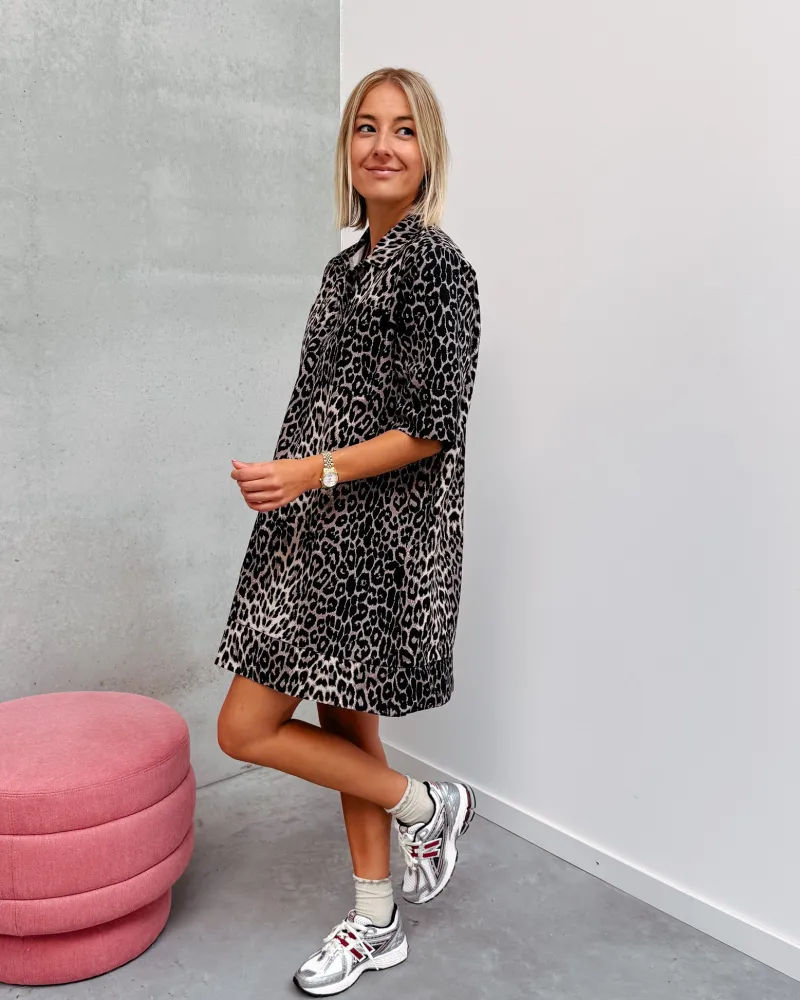 cara_denim_dress__leopard_6.webp By Lenz Dresses | CARA DENIM DRESS - LEOPARD