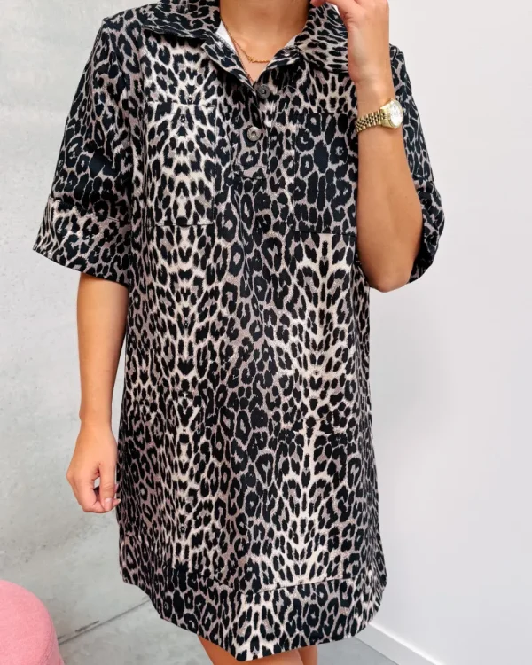 By Lenz Dresses | CARA DENIM DRESS - LEOPARD