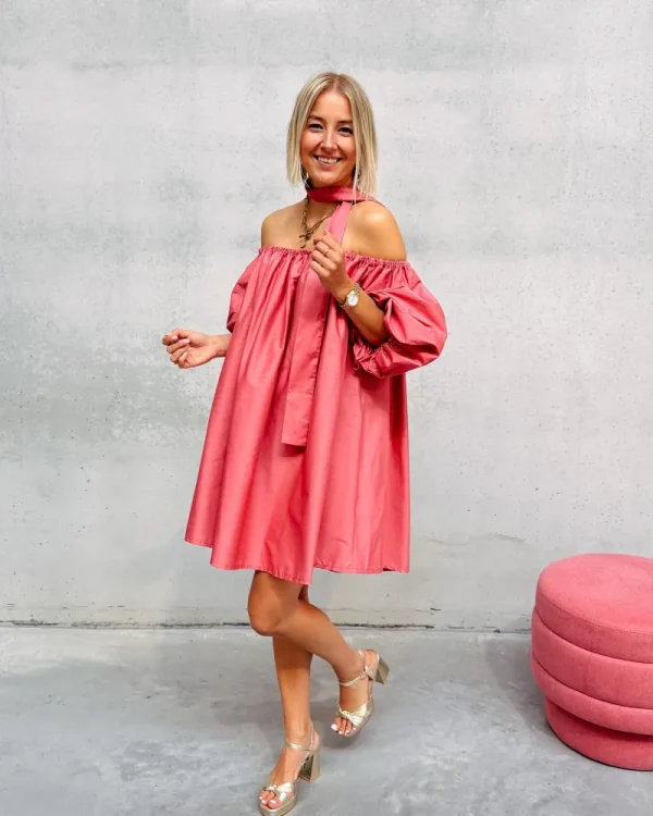 By Lenz Dresses | CELESTE CORAL OFF SHOULDER DRESS