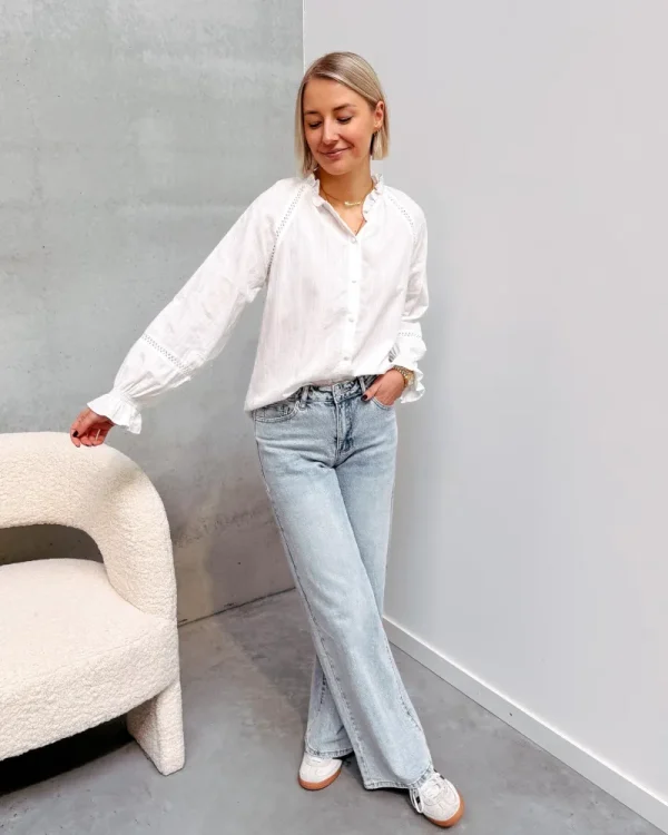 By Lenz Tops | CHANEL BRODERIE WHITE BLOUSE