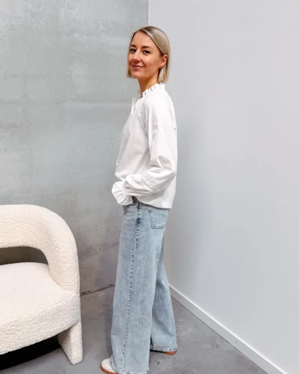 By Lenz Tops | CHANEL BRODERIE WHITE BLOUSE
