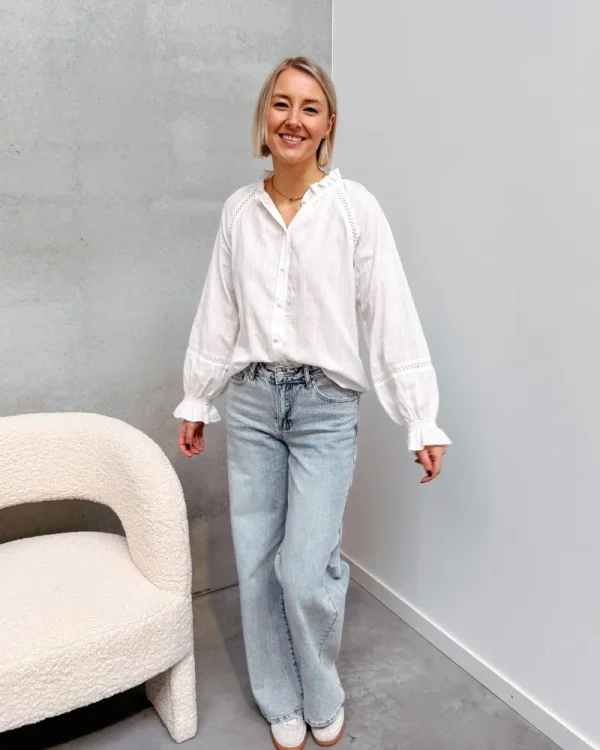 By Lenz Tops | CHANEL BRODERIE WHITE BLOUSE