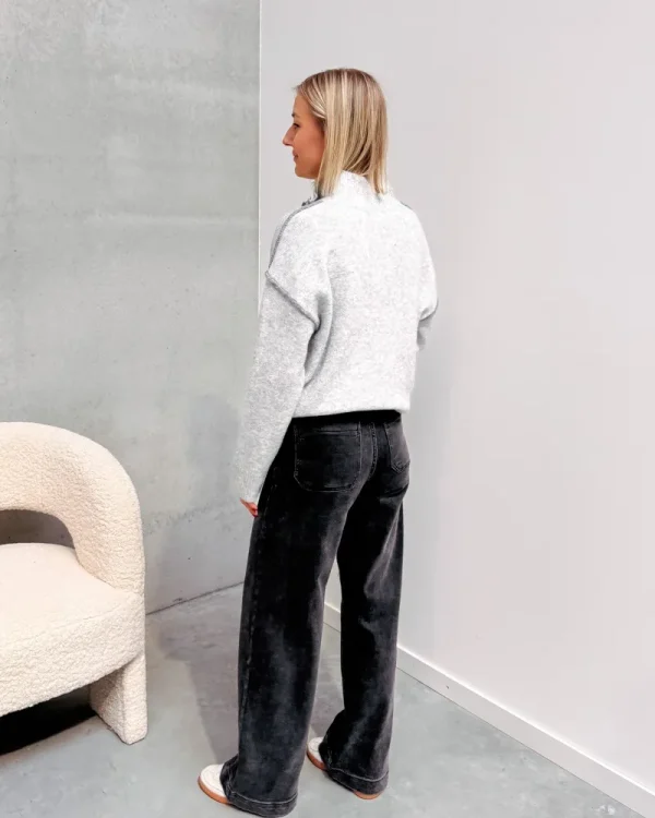 By Lenz Sweaters | CILIA ZIP KNIT - GREY/DARK GREY