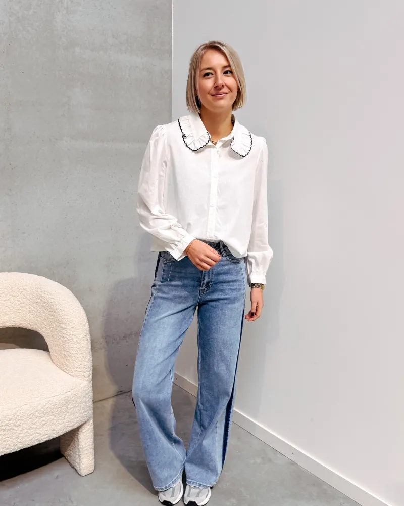 clio_collar_blouse__bluew_2.webp By Lenz Tops | CLIO COLLAR BLOUSE - BLUE/WHITE