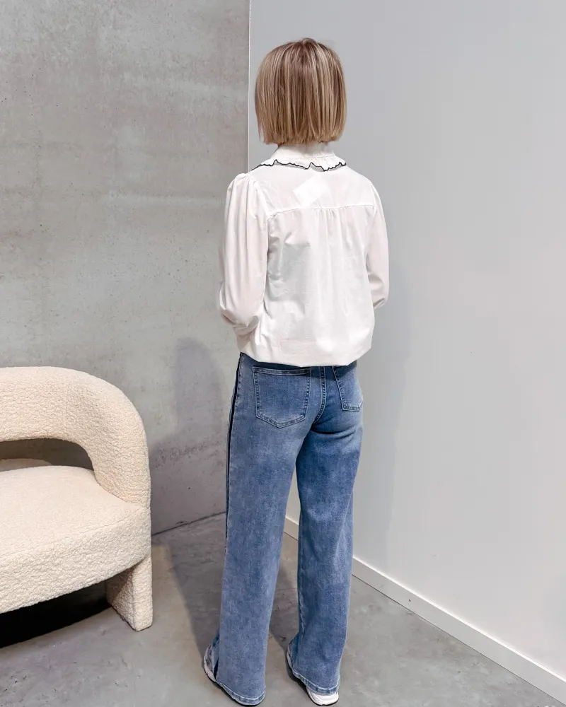 clio_collar_blouse__bluew_3.webp By Lenz Tops | CLIO COLLAR BLOUSE - BLUE/WHITE