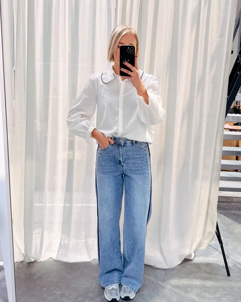 clio_collar_blouse__bluew_4.webp By Lenz Tops | CLIO COLLAR BLOUSE - BLUE/WHITE