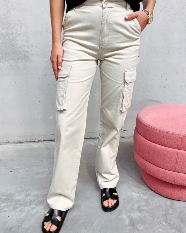 By Lenz Jeans/Trousers | COLBY CREAM CARGO PANT