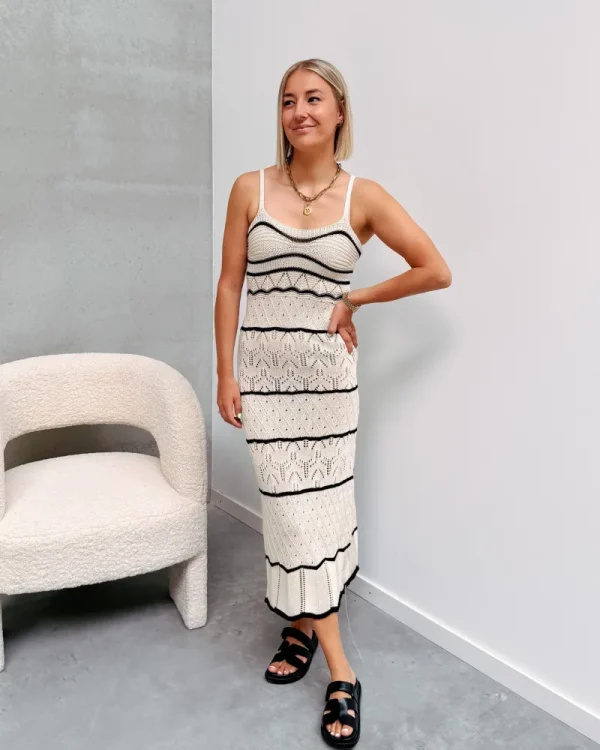 By Lenz Dresses | CORNELIA CROCHET DRESS - BEIGE/BLACK