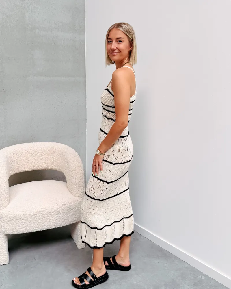 cornelia_crochet_dress__b_3.webp By Lenz Dresses | CORNELIA CROCHET DRESS - BEIGE/BLACK