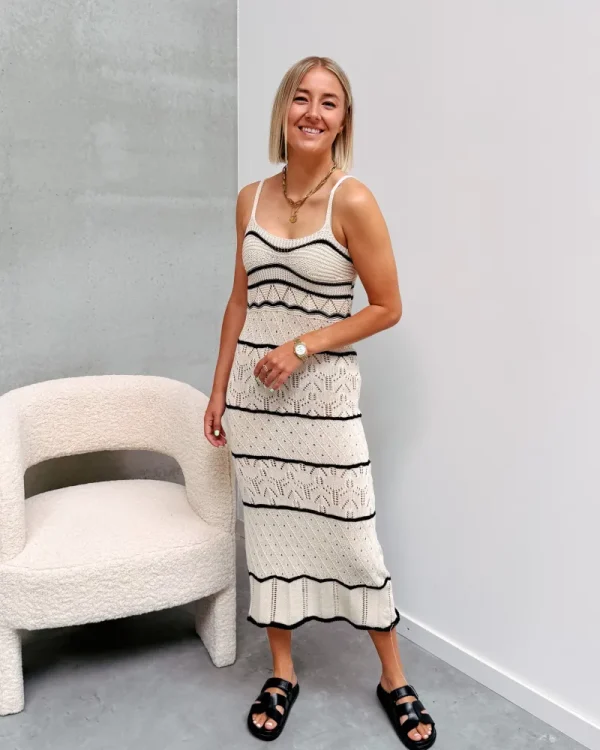 By Lenz Dresses | CORNELIA CROCHET DRESS - BEIGE/BLACK