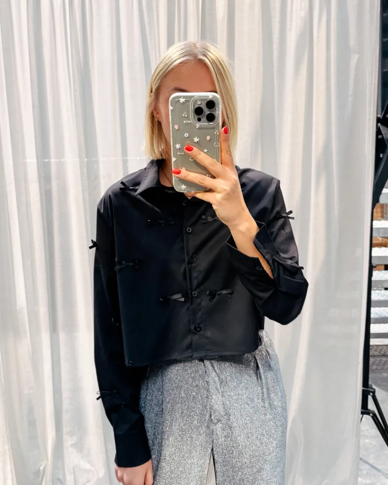 cute_bow_shirt__black_6.webp By Lenz Tops | CUTE BOW SHIRT - BLACK