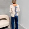 By Lenz Sweaters | CUTE STRIPED BOW KNIT - BEIGE