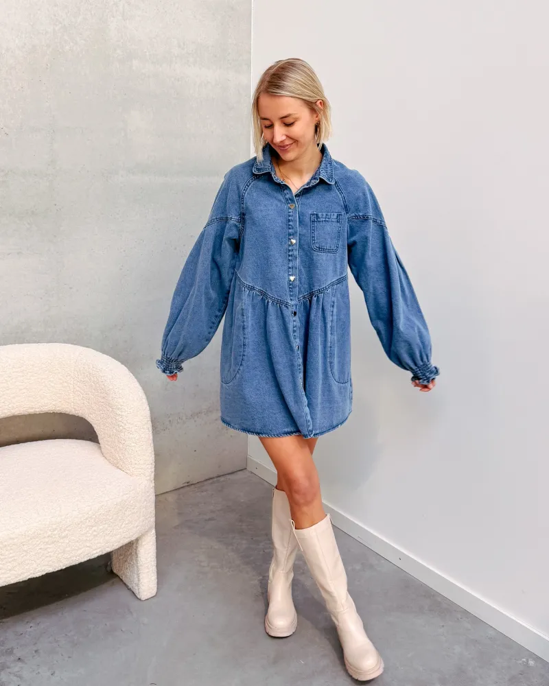 denim_love_dress__dark_bl_2.webp By Lenz Dresses | DENIM LOVE DRESS - DARK BLUE