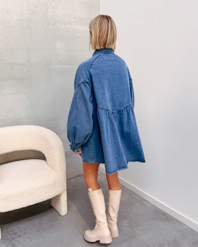 denim_love_dress__dark_bl_3.webp By Lenz Dresses | DENIM LOVE DRESS - DARK BLUE