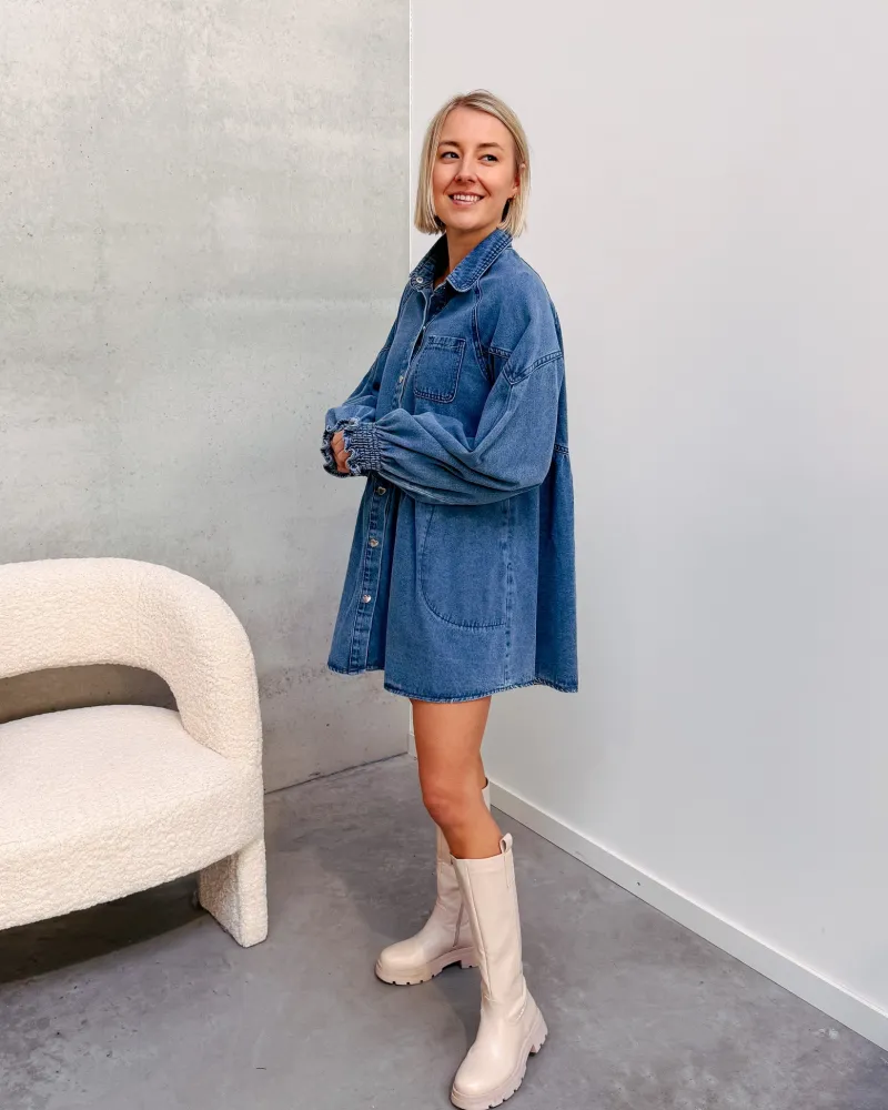 denim_love_dress__dark_bl_5.webp By Lenz Dresses | DENIM LOVE DRESS - DARK BLUE