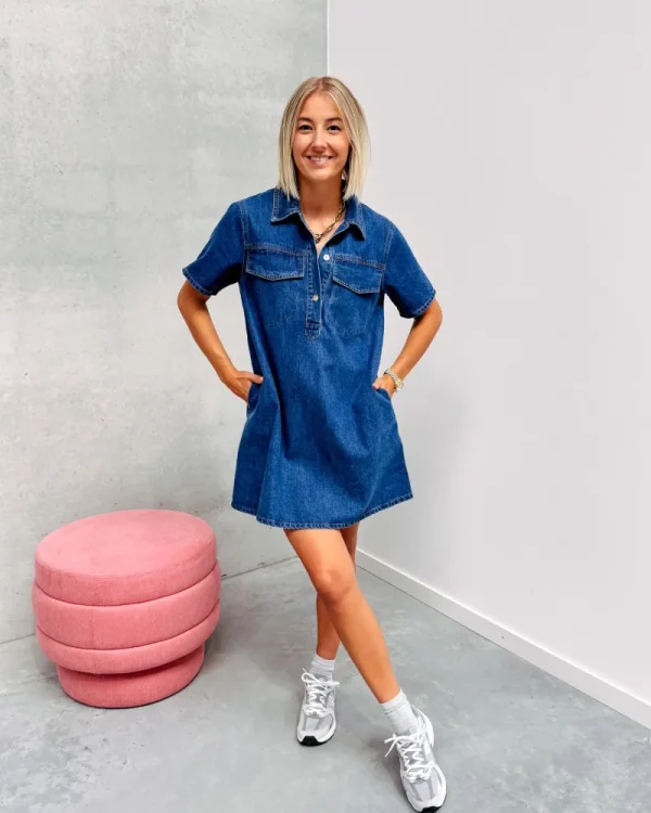 By Lenz Dresses | DOLORES DENIM DRESS - DARK BLUE