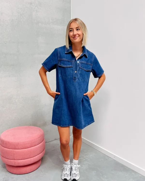 By Lenz Dresses | DOLORES DENIM DRESS - DARK BLUE