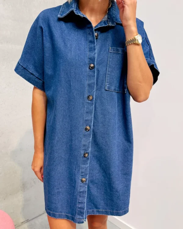 By Lenz Dresses | DORA DENIM DRESS - DARK BLUE