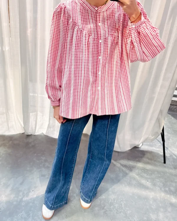 By Lenz Tops | DOROTA RED CHECKED BLOUSE