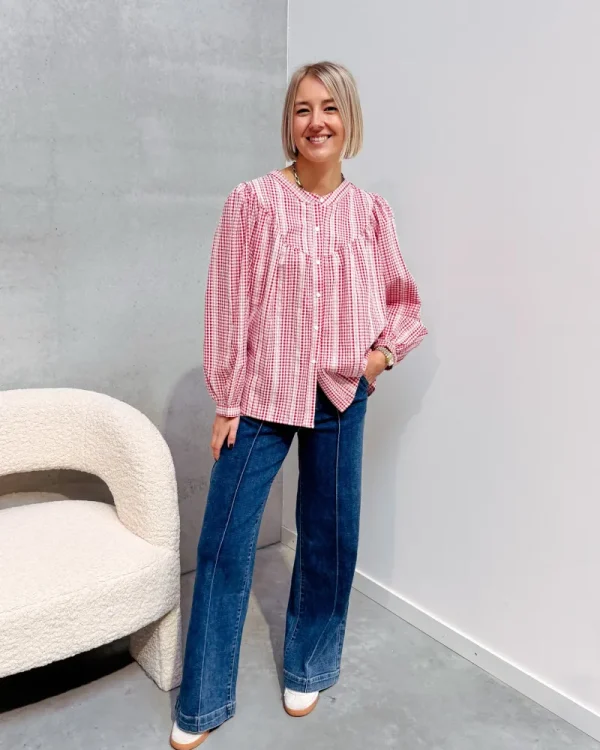 By Lenz Tops | DOROTA RED CHECKED BLOUSE