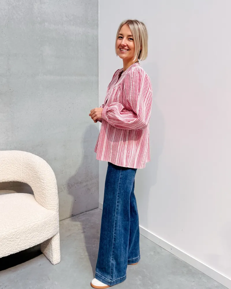 dorota_red_checked_blouse_2.webp By Lenz Tops | DOROTA RED CHECKED BLOUSE