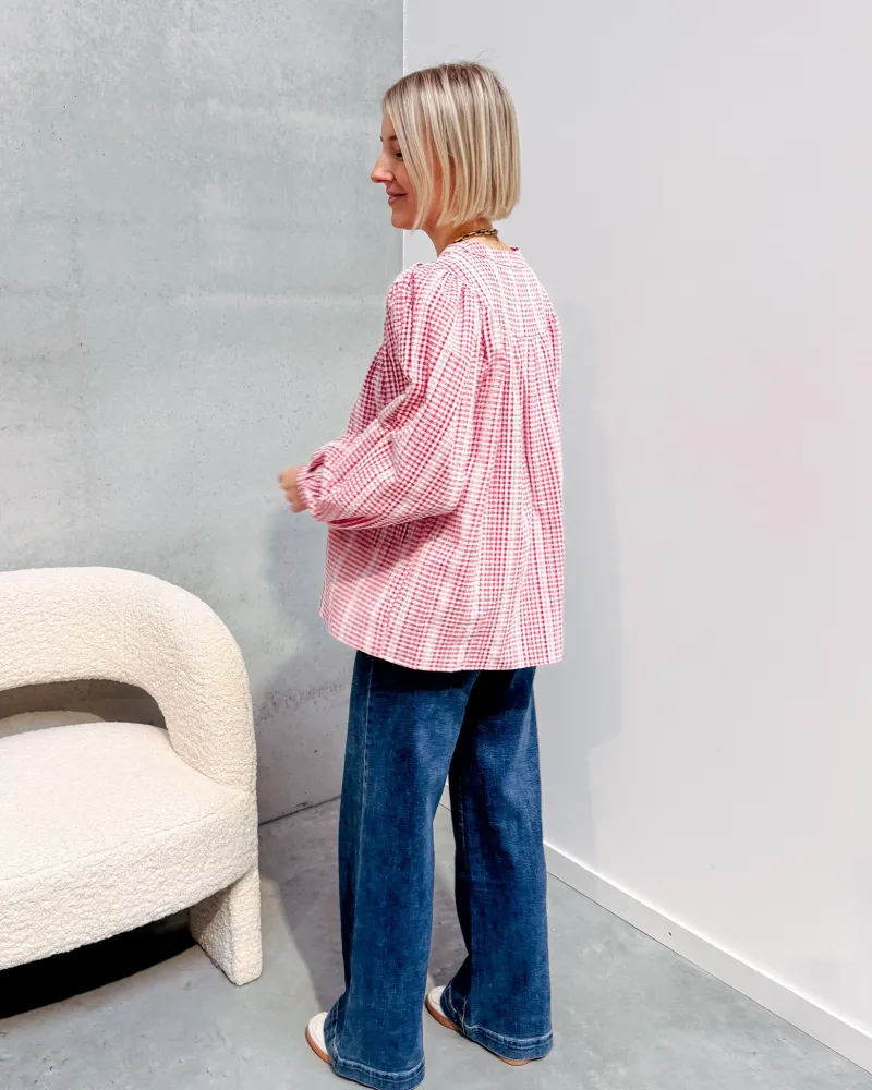 dorota_red_checked_blouse_5.webp By Lenz Tops | DOROTA RED CHECKED BLOUSE