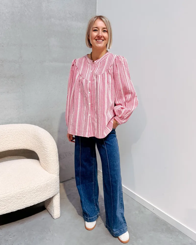 dorota_red_checked_blouse_6.webp By Lenz Tops | DOROTA RED CHECKED BLOUSE